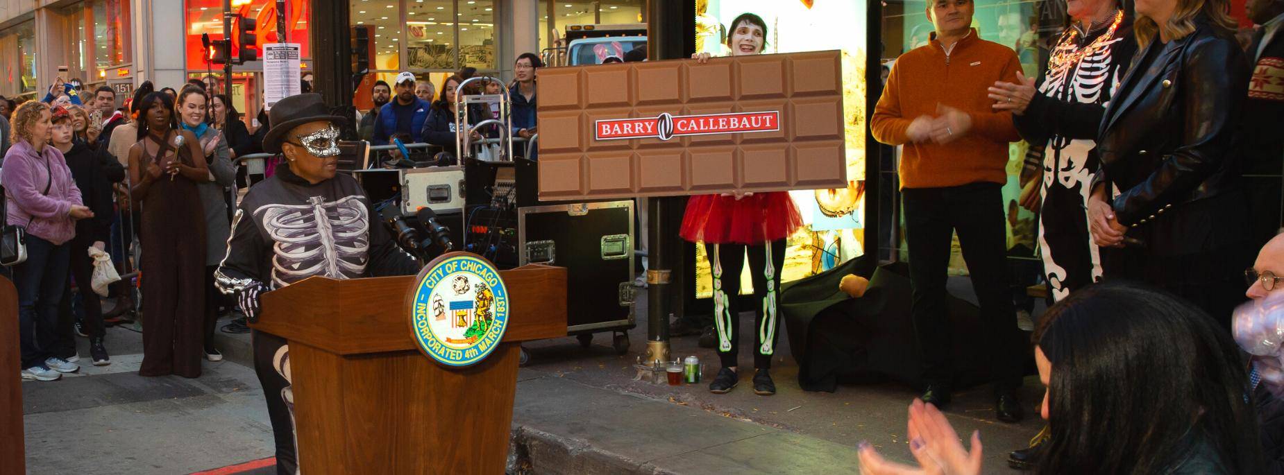 Chicago Arts in the Dark Parade, sponsored by Barry Callebaut