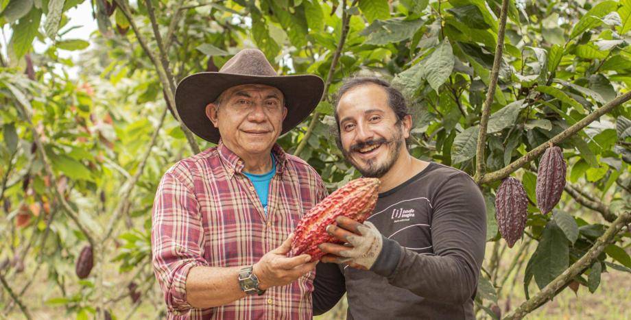 cacaofruit farmers holding cacaofruit