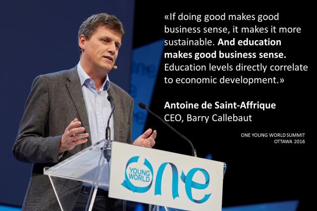 Antoine de Saint-Affrique speaking at One Young World summit in Ottawa/Canada 2016